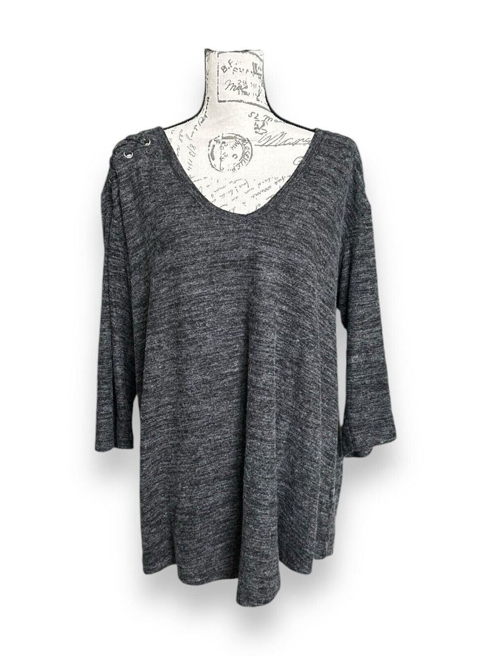 New Torrid Super Soft Plush Black Laceup Shoulder Brushed Hacci Top 12152247 1X